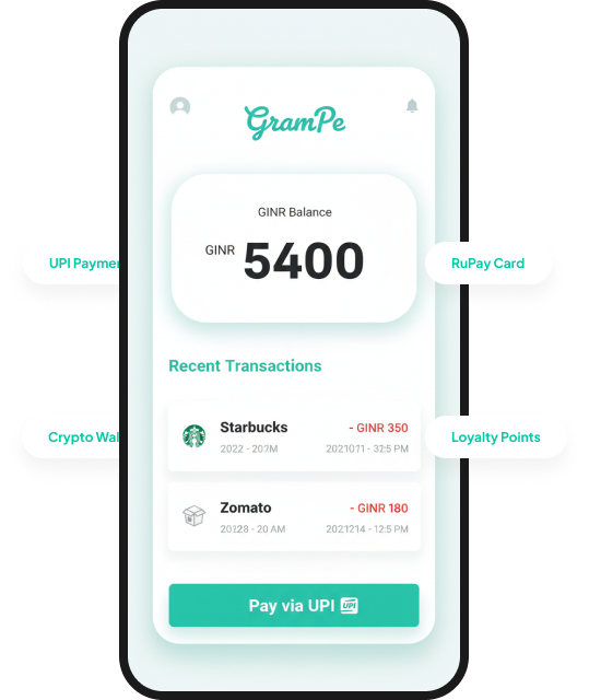 GramPe mobile wallet screen